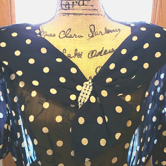 🍸Vintage🔹️{Dayne Taylor}🔹️40's Sheer Dress🔹️Deco Rhinestone Brooch - Picture 7 of 9